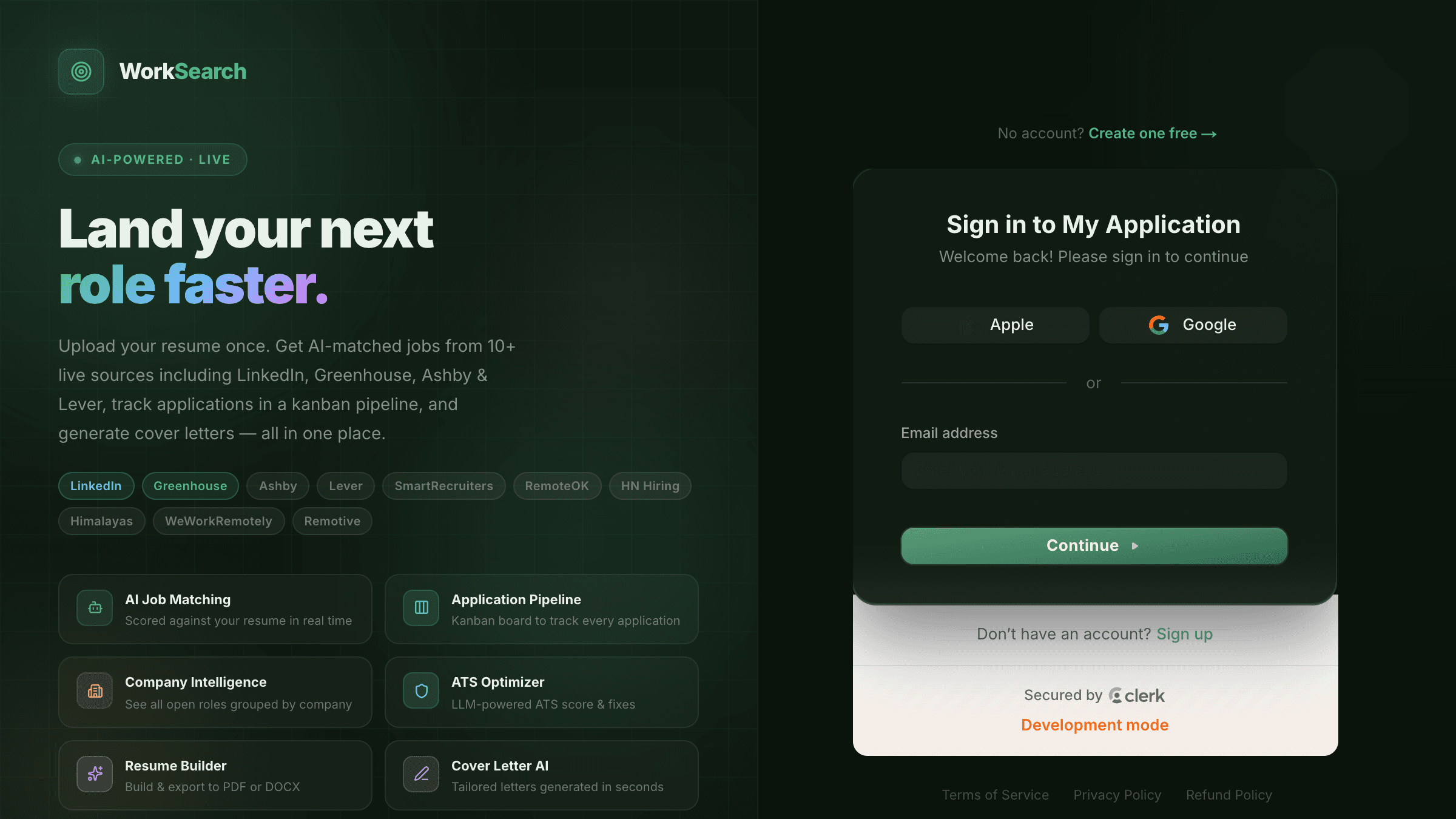 Work Search preview